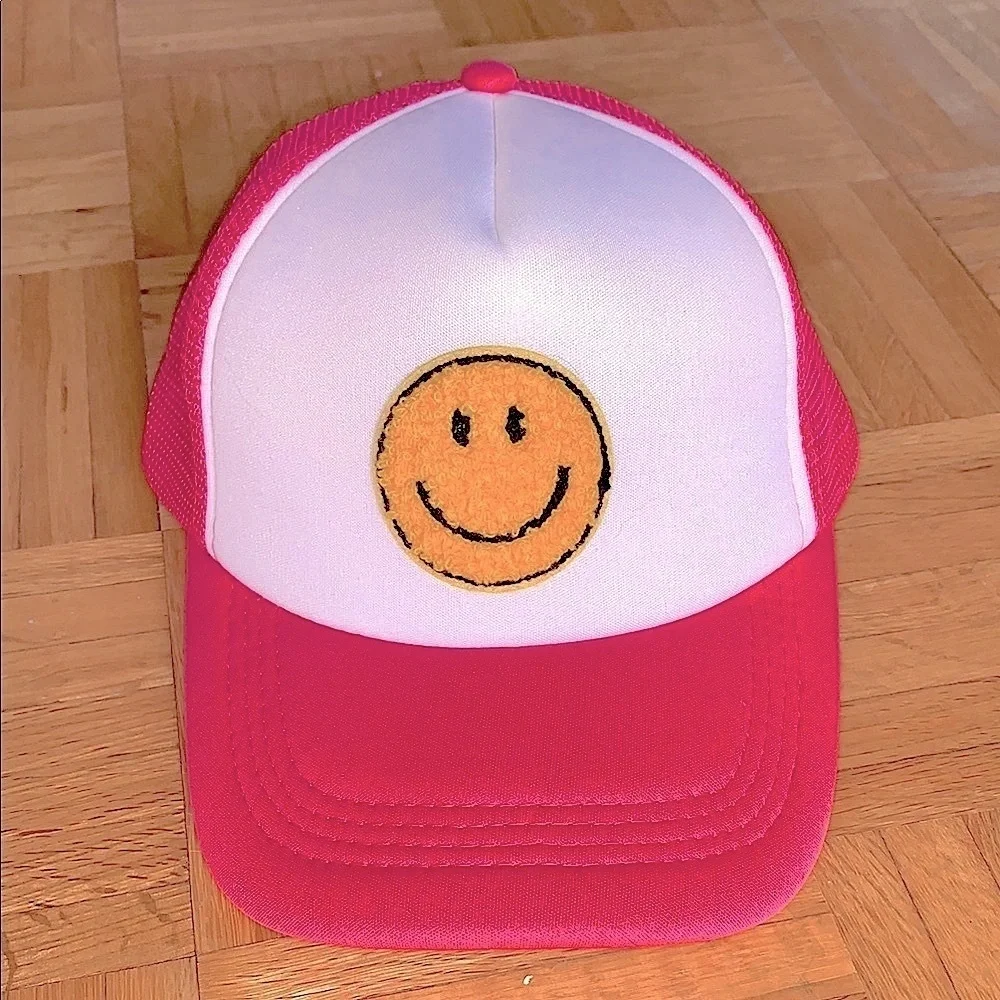 Trucker Hat w/ Yellow Smiley Face Patch - One Size - NWOT Snap-Back